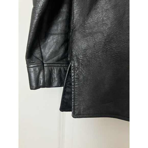 Vintage Leather Jacket Black Stitching Detail Pockets Size Small Rare - Picture 5 of 8